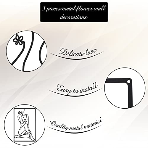 CHENGU 3 Pieces Metal Minimalist Abstract Woman Wall Art Line Drawing Wall Art Decor Single Line Female Home Hanging for Kitchen Bathroom Living Room - style: Body Style