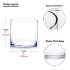 Enova Floral Clear Glass Cylinder Vase 6 x 6 Inches Round Flower Vase, Pillar Candle Hurricane Floating Candle Holder Vase, Small Floral Glass Vase for Decoration Home, Wedding Centerpiece (1 Piece) - size: 6W x 6H