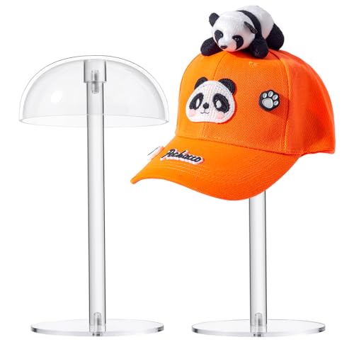 JUESHA Small-Sized Clear Acrylic Hat Display Stand for Kids, Countertop Hat Holder for Little Baseball Caps Cowboy, Wig Head Counter Stand for Closet (NON-ADJUSTABLE HEIGHT) - size: Small
