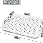 Large Nonslip Serving Tray with Handles, Silicone Grippy Dots Lap Food Trays for Eating, Dishwasher Safe Serve for Breakfast Dinner Snack Fruit Appetizers Beverage, Rectangular, Set of 2, White - color: White