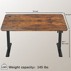 Furmax Electric Height Adjustable Standing Desk Large 55 x 24 Inches Sit Stand up Desk Home Office Computer Desk Memory Preset with T-Shaped Metal Bracke, Brown - color: Brown, size: 55 Inch