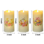 Eywamage Fiber Optic Spring Flameless Candles with Remote, Flickering Easter LED Pillar Candles Battery Operated Set of 3 - color: Easter