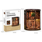 Book Nook Kit - Wisdom Rings Book Archive - Wooden Bookend and 3D Puzzle with LED Light, DIY Set for Adults, Bookshelf Decoration Diorama Kit, for Birthdays