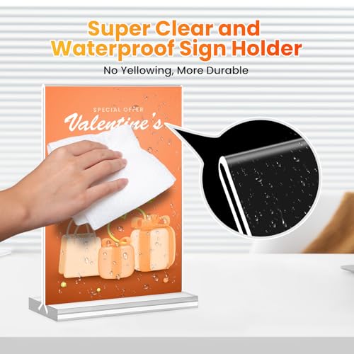 Acrylic Sign Holder 8.5x11, 10 Pack Clear Table Plastic Vertical Clear Double Sided Flyer Display, Picture Menu Stand Paper Holder Photo Sign Holder Suitable for Restaurants Office Store Show Fair - color: Vertical 10 Pack 8.5x11