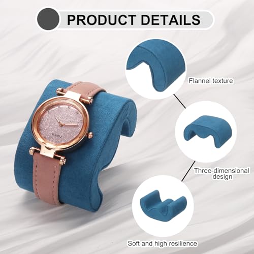uxcell 2pcs Watch Case Pillows, M Shaped Watch Display Pillow Velvet Watch Cushion Replacement for Watch Bracelet Display Storage Blue - color: Blue