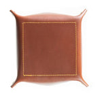 USA Handmade Premium Leather Valet Tray, Folds Flat! Dice Rolling Basket and Organizer with Brass Snaps (Chestnut Gold, Medium) - color: Chestnut Gold, size: 5" x 5" x 2"