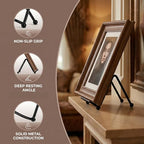 2Pcs Small Display Stand Mini Metal Plate Holder Square Wire Stands for Picture and Photo Easels Black Frame Plate Holders for Coaster Collectibles Book Mobile Phone and Decorative 2"