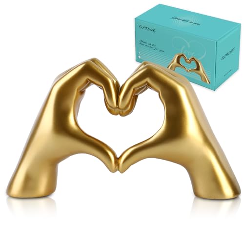 Large Gold Heart Hands Sculpture, Fan Gift Merch for Music Lovers, Home Decor Accents for Birthday Living Room Bedroom Shelf Desk, Cute Statue for Women Girls - size: Large:9.84x3.15x5.51 inch