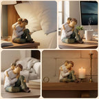 NAN ZAI NAN FANG Father Daughter Figurine Personalized Birthday Fathers Day Valentines Gifts for Dad from Daughter 4.7" Resin Hand Painted Sculpture in Memory of Dad Statues for Home Decor - style: Father and Child