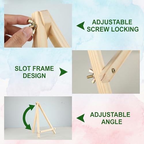 8 Pack 11.8In Tabletop Easel, Wooden Easels for Paiting Adjustable Foldable for Kids, Students, Beginners