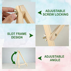 8 Pack 11.8In Tabletop Easel, Wooden Easels for Paiting Adjustable Foldable for Kids, Students, Beginners