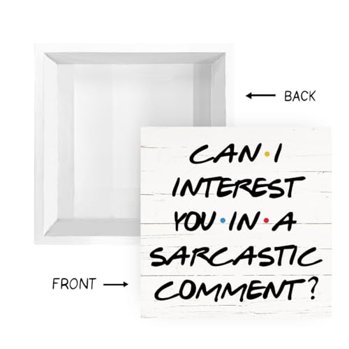 Farmhouse Wooden Box Sign, Funny Sarcastic Office Decor, Wood Decoration for Cubicle Home Office Desk Desktop, Work Humor Gift for Coworker Friends, Can I Interest You in A Sarcastic Comment Sign - color: Inspirational14