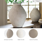 Signature Design by Ashley Hannela 17" Modern Distressed Polyresin Vase, Antique Tan - color: Tan, size: 17 inch