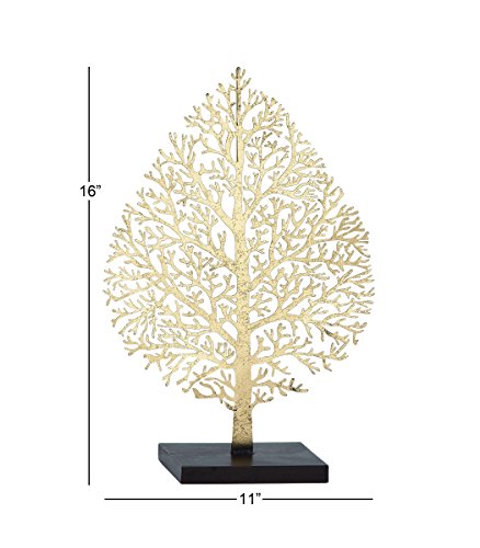 Deco 79 Metal Tree Decorative Sculpture Home Decor Statue, Accent Figurine 11" x 4" x 16", Gold