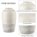 Ceramic Rustic Farmhouse Vase for Home Decor 9 inch Decorative Boho White Pottery Flower Vase for Centerpiece Living Room Bedroom Kitchen Bathroom Dining Table Mantel Shelf Decor - style: Boho-White