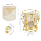 Hurricane Candle Holder, Gold Pillar with Crystal Accents & Windproof Glass Lid - Elegant Centerpiece for Weddings, Dinners, Party Decor - size: Large