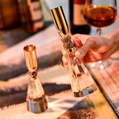 Candle Holder Crystal K9 Heavy Base for Table Decorations Christmas Party Wedding Halloween Décor Set of 2 (Gold) - color: Gold