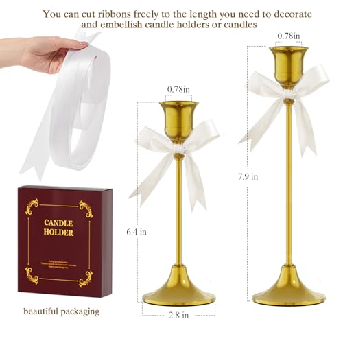 FSyueyun Gold Candle Holders Set of 2, Elegant Metal Candlestick Holders for Vintage Taper Candle Holders, Perfect for Table Centerpieces, Fireplace Mantels, Home Decor, Weddings and Party Decorations - color: Gold, size: Set of 2
