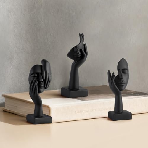 3 Pcs Thinker Small Statue Set - Black Art Abstract Decor, Modern Living Room Decoration, Knick Knacks for Shelves, Table Decor, Office Bookshelf, Shelf Side, Gift for Friends - color: Black Abstract Sculpture Decor