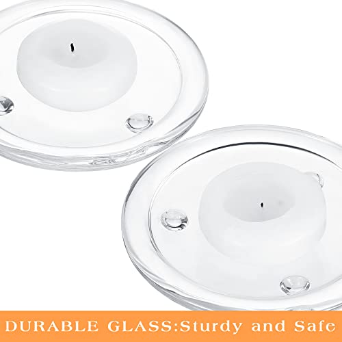 Patelai 36 Pieces Clear Glass Pillar Candle Holder Plates 4 Inch Round Glass Candle Plate Small Flat Tray for Dining Table Centerpiece Wedding Spa Home Party Decoration