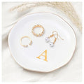 ProCase Ceramic Jewelry Tray, Initial Ring Dish Trinket Plate Engagement Gift, Small Personalized Monogram Ring Bowl for Wedding, White Decorative Jewelry Holder for Women Vanity -Letter A - style: A