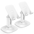 OMOTON Cell Phone Stand for Desk, 2 Pack Adjustable Foldable Phone Holder, 360 Swivel Mobile Stand Fit for iPhone 17 16 15 14 13 Pro Max and All Smart Phones, White & White - color: White & White