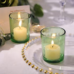 LETINE Green Glass Votive Candle Holders Set of 36 - Tealight Candle Holders for Spring & Summer Wedding and Christmas Centerpieces - Ideal Candle Jars for Making Candles - color: Green