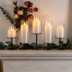 Homemory Christmas Fall Candle Holders for Pillar Candles Set of 5 (5, Black) - color: Black