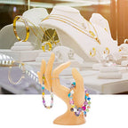 Plastic Hand Jewelry Display Holder, Moccasin OK Shaped Hand Ring Jewelry Organizer for Earring, Ring, Watch, Bracelet Storage, 2.91 x 3.13 x 6.49 Inches - color: Yellow