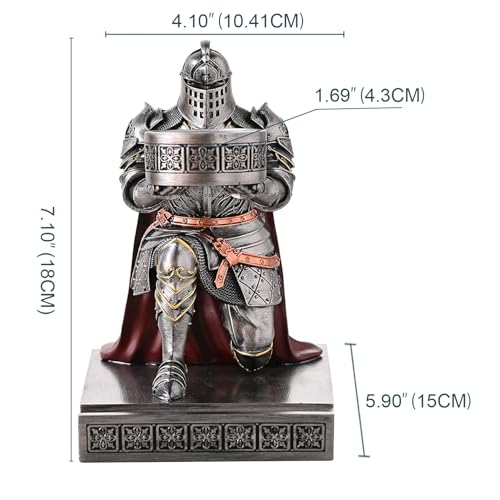 King's Guard Kneeling Knight Candlestick Holders Resin Posture TeaLight Holder Warrior Mobile Phone Stand Pen Holder Candle Holder for Restaurant, Altar, Home Table(Iron) - color: Iron