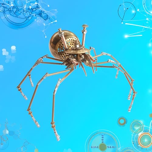 Steampunk Golden Spider Metal Model Kit for Adults – DIY 3D Mechanical Brass Insect Puzzle, Retro Industrial Art Sculpture Craft for Home Office Decoration & Collectors Gift (Golden Spiders) - style: Golden Spiders