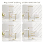 SZQINJI 5 Tier Jewelry Holder Organizer, Gold Jewelry Stand with Velvet Bracelet Holder, Adjustable Height Jewelry Display for Necklaces, Bracelets, Earrings, Rings, Gift Idea for Women, White - color: White