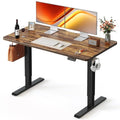 FEZIBO 48 x 24 Inchs Electric Standing Desk, Height Adjustable, Sit Stand Up, Computer Office Desk with Splice Board, Black Frame/Rustic Brown Top - color: Rustic Brown, size: 48x24