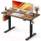FEZIBO 48 x 24 Inchs Electric Standing Desk, Height Adjustable, Sit Stand Up, Computer Office Desk with Splice Board, Black Frame/Rustic Brown Top - color: Rustic Brown, size: 48x24