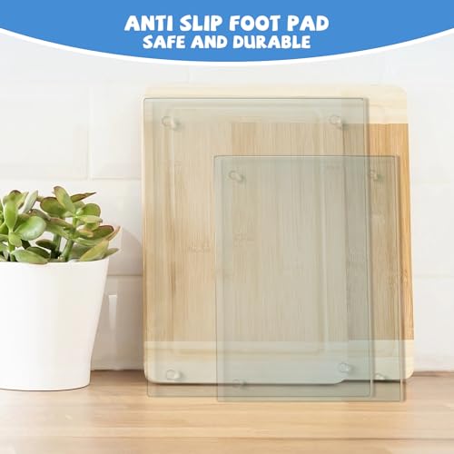 Mymonfif Tempered Glass Cutting Board for Kitchen, Clear Glass Board for Countertop, Heat Resistant, with Non-Slip Feet, 12x16" & 12x8" 2 Pcs Clear - color: 2Pcs Clear（12x16" & 12x8" ）