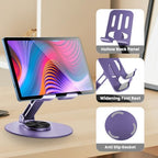 Universal Metal Cell Phone Stand, Multi-Angel Adjustable 360° Rotation Non-Slip Metal Phone Stand Compatible with iPhone 17 16 Pro Max and All Smartphones (Purple&Purple) - color: Purple&Purple