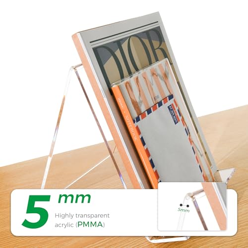 Acrylic Book Stand, Book Display Holder 6 x 9, Clear Acrylic Display Easel Transparent Display Stand Holder Tablet Holder for Album, CD, Magazine, Picture, Plate, Artworks, Phone, (2-Pack) - size: 2-Pack (6" x 9")