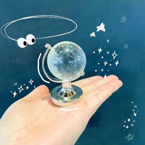 Mini World Globe Crystal Glass balls,Clear Paperweight decorative,small Earth globe for desk decorations,Office Home table Decor,tiny Ornaments Gifts, Miniature Ball Sphere paper weights,Golden 5cm. - color: Gold