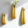 Sculptural Wall Ceramic Vase — 3 Pack Gold Hanging Sconce Vase | Turn Flowers into Art — Decorative Ceramic Wall Sconce for Single Stem Displays - size: 3pcs-Small&Medium&Large