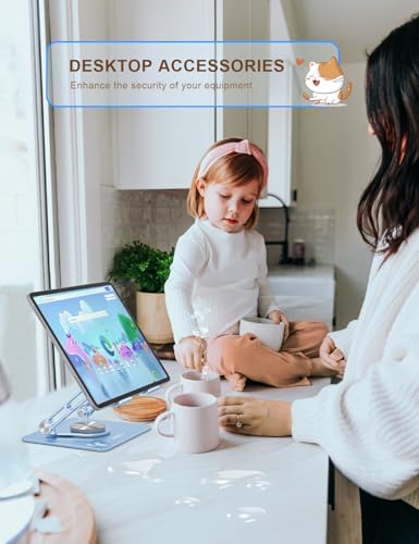 Aoviho Rotating Tablet Stand for Desk - [Adjustable] Drawing Stand for iPad, Portable Aluminum Desktop Holder, Compatible with 4.7–12.9 inch Devices, (Sky Blue) - color: Sky Blue