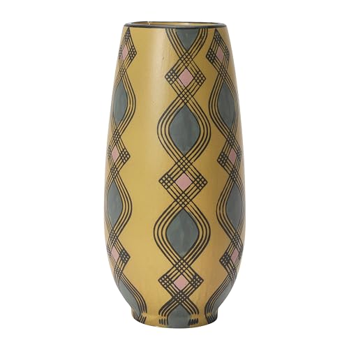 Bloomingville Hand Painted Stoneware Vase with Pattern, Lavender and Sand