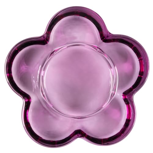 Karma Glass Flower Tealight Holder - Chunky Glass Candle Holder for Home & Party Decor, Wedding Table Centerpiece, Amethyst - color: Amethyst