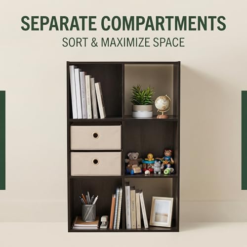 6-Cube Black Storage Rack, Equipped with Hardware Accessories and Installation Instructions. Suitable for Home and Office Can be Placed Horizontally or Vertically. (Espresso)