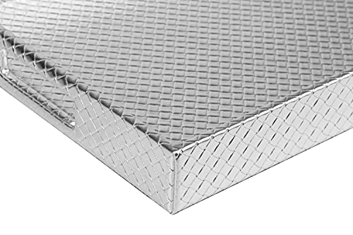 HofferRuffer Rectangle Serving Tray with Hole Handles for Coffee Table, Breakfast, Tea, Food, Butler - Countertop, Kitchen, Vanity Serve Tray, 16.2 x 12.2 x 2 inches, Faux Leather (Silver) (Pack of 2) - color: Silver, size: 16.2" x 12.2" x 2" (Pack of 2)