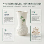Belleek Durrow 4 Inch Shamrock Vase - Handcrafted Fine Parian China Irish Decor - White Flower Vase, 2" D x 4" H