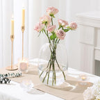 Large Glass Vase, 10 Inches Tall Glass Vases, Clear Glass Vase for Flower, Modern Round Vases for Living Room, Dining Table, Mantle, Shelf, Wedding, Office, Entryway - color: Clear