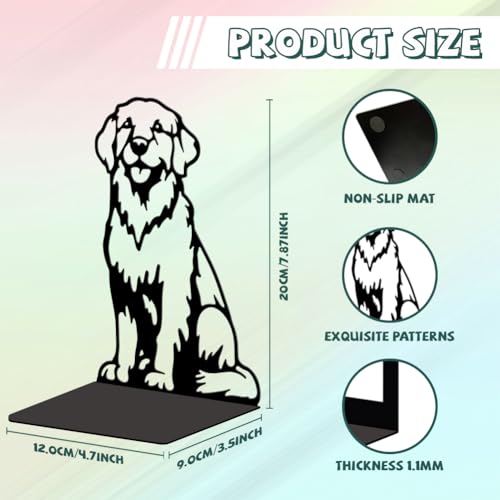 Peacoblue Metal Bookends for Shelves, Modern Decorative Heavy Duty Study Book Support Stoppers for Office, Desk, Shelf, Room 5.3"x4.3"x7.9" Cast Iron Simple Tall Bookends, 1 Pair (Golden Retriever) - style: Golden Retriever