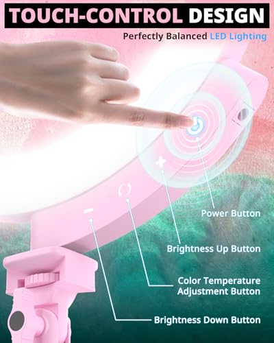 UBeesize 12'' LED Ring Light with 62'' Tripod Stand and Magnetic Phone Holder, Selfie Ring Light for Video Recording, Live Streaming, Compatible with iPhone & Android (Pink) - color: Pink Magnetic, size: 12-in