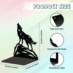 Peacoblue Metal Bookends for Shelves, Modern Decorative Heavy Duty Study Book Support Stoppers for Office, Desk, Shelf, Room 5.3"x4.3"x6.4" Cast Iron Simple Tall Bookends, 1 Pair (Howling Wolf) - style: Howling Wolf