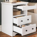 LIKIMIO Night Stand, Modern Bedside Table with 2 Drawers, Open Shelf, End Table with Pull-Out Tray, Wood SideTable, White - color: White